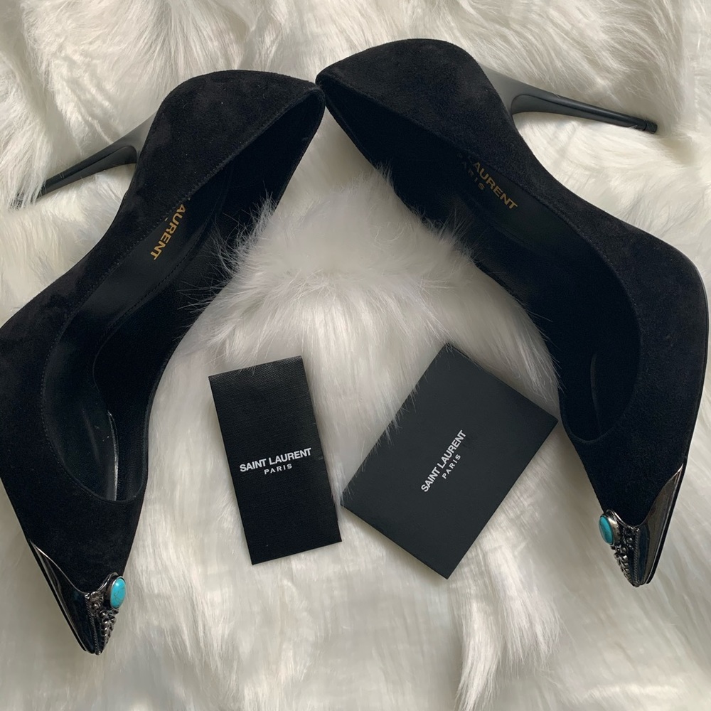 Brand new Saint Laurent black suede pumps sz 39 - Picture 2 of 5